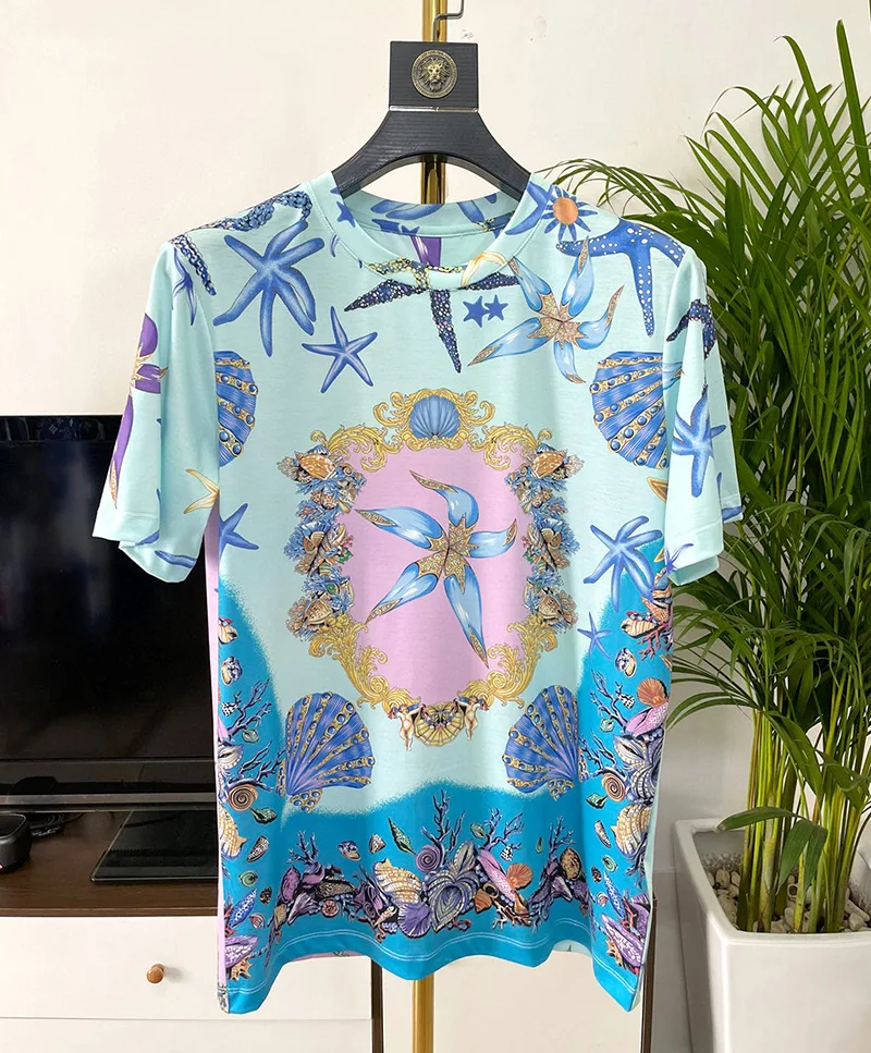 Chaopai Heavy Industries printing and dyeing round neck T-shirt men's spring and summer new fashionable casual and versatile