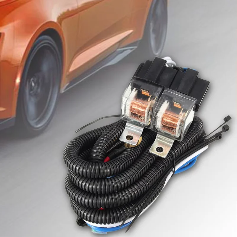H4 Headlight Relay Wiring Harness Car LED Headlight Relay Wiring Harness Kit Headlamp Enhancer Brightener for 12V H4 Bulb Models