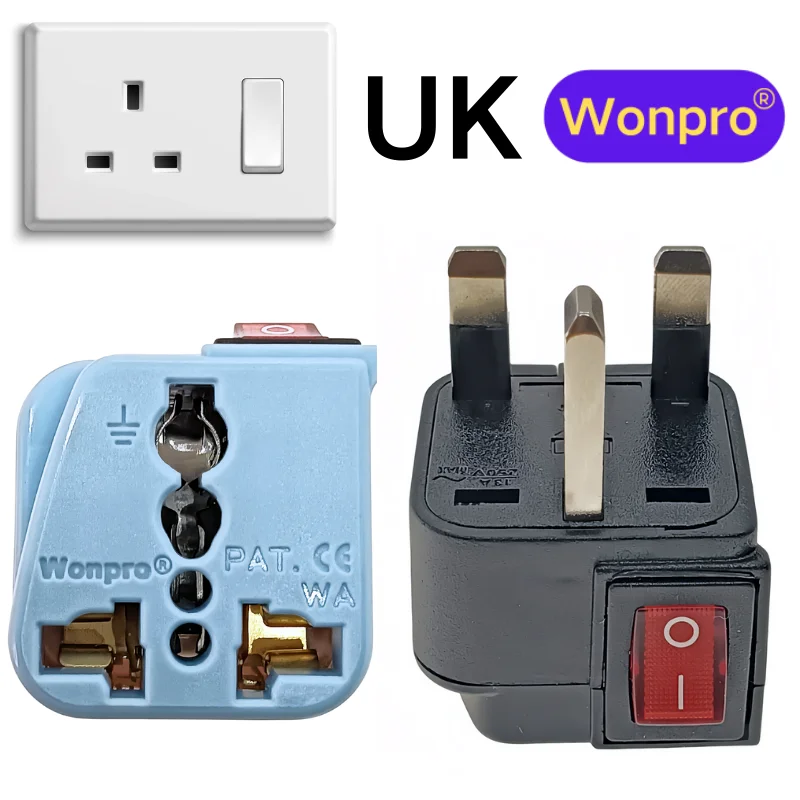 Universal to UK Plug Adapter Multi Socket With LED Main Switch Wonpro WSA-7