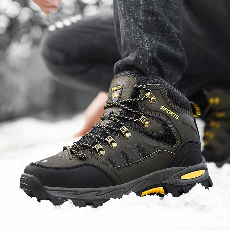 Warm Men Winter Boots With Fur & Autumn Outdoor Hiking Boots Man Sneakers Trekking Shoes For Unisex Non-Slip Snow Boots