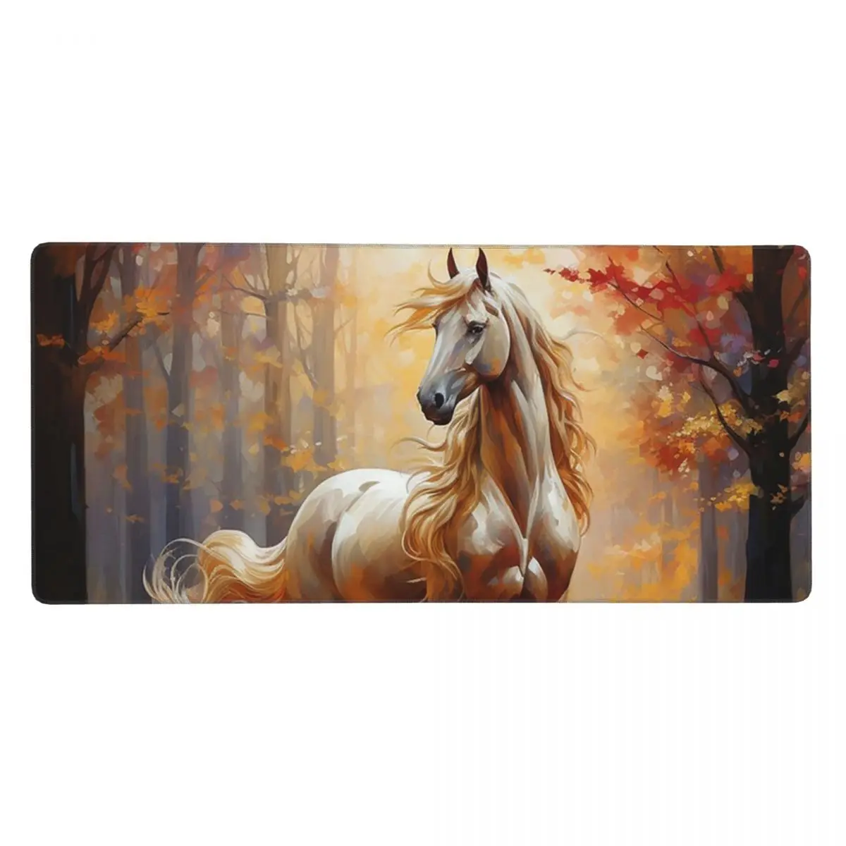 Horse Under The Autumn Leaves Tree Large Mouse Pad Computer Keyboard Mouse Mat PC Laptop Desk Mat Office Accessories Table Mats