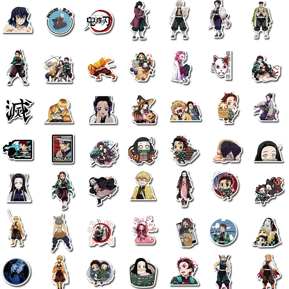 100Pcs Demon Slayer Anime Stickers Waterproof Phone Case stickers Cute Sticker Pack Laptop Guitar Suitcase Sticker