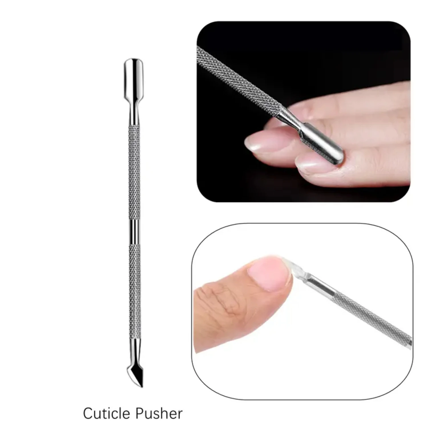 

Manicure Nail Tool Silver Steel Cuticle Pusher for Precise Cuticle Removal and Nail Care - Professional Nail Art Supplies for Sa