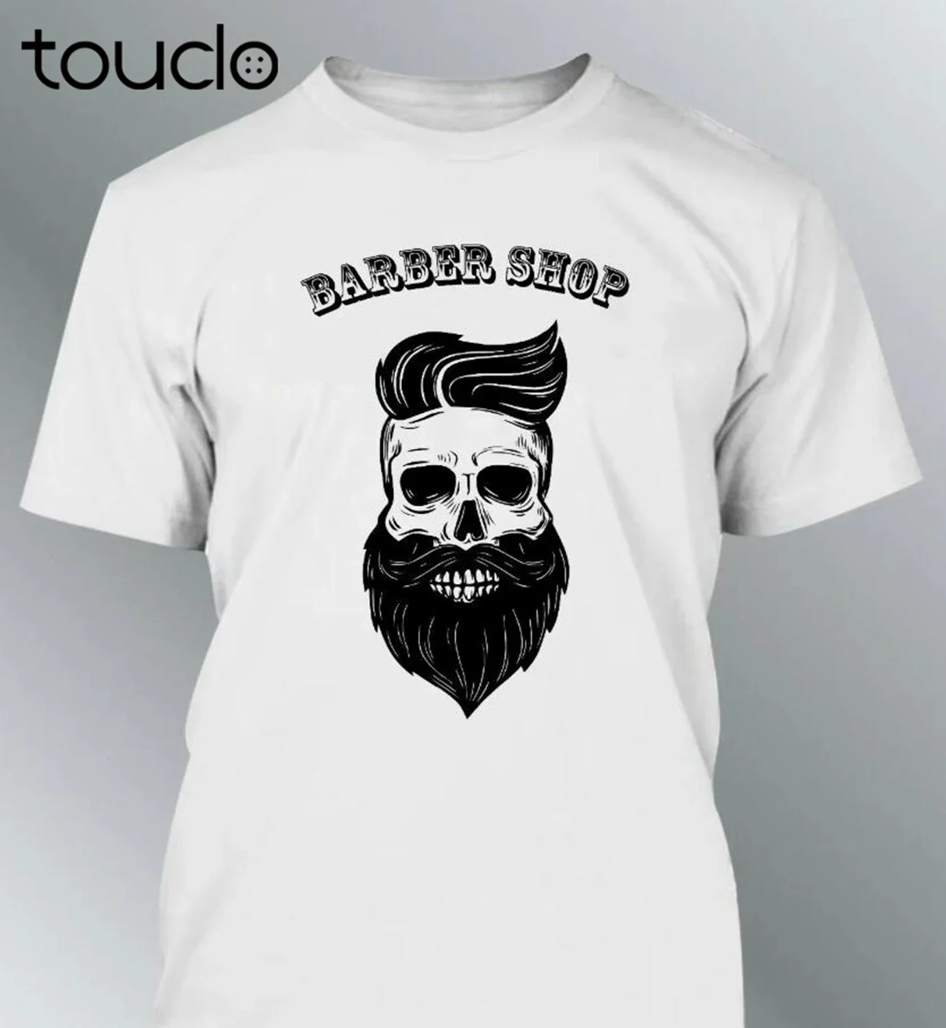Tee Shirt Homme Hipster Skull Tete De Mort Barbu Barber Shop Barbe New Men Fashion Top Tee Free Shipping Hip Hop T Shirt