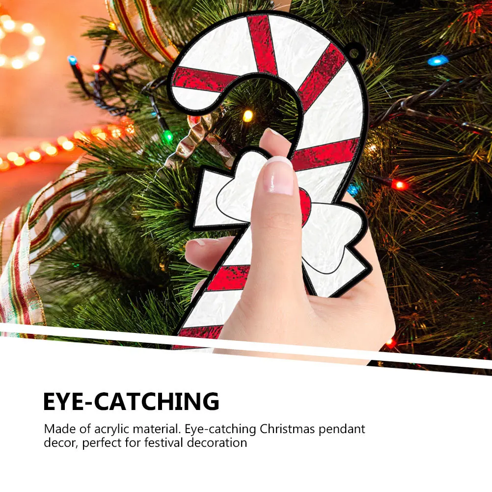 

Christmas Acrylic Cane Pendant Lightweight Hanging Ornament Porch Wall Window Decoration Xmas Party Favor Xmas Ornaments