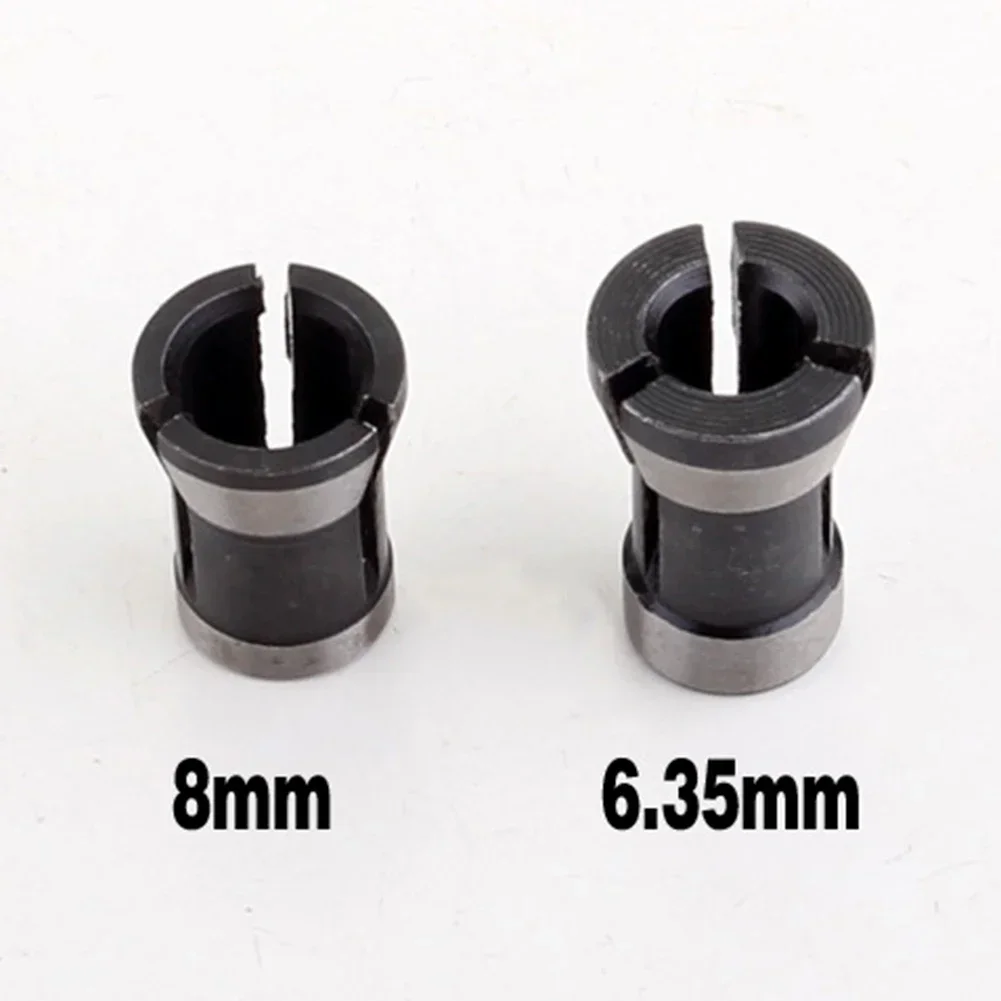 2Pcs Set Collets 6.35mm+8mm Collet Chuck Engraving Trimming Machine Electric Router Milling Cutter Accessories 2*2*1cm