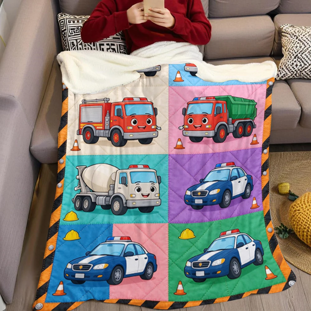 Fire Garbage Ice Tow Police Flannel Blanket Perfect for Sofa Office Bed Travel Sleep Read Relax Camping Four Season Use