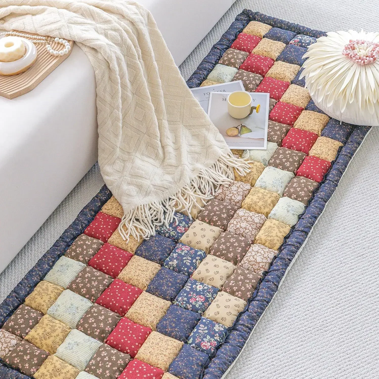 Thick Plush Bay Window Mat Non-Slip Sofa Cushion Pad, Modern Windowsill Bench Seat Cushion for Indoor Tatami Sofa Decor Home