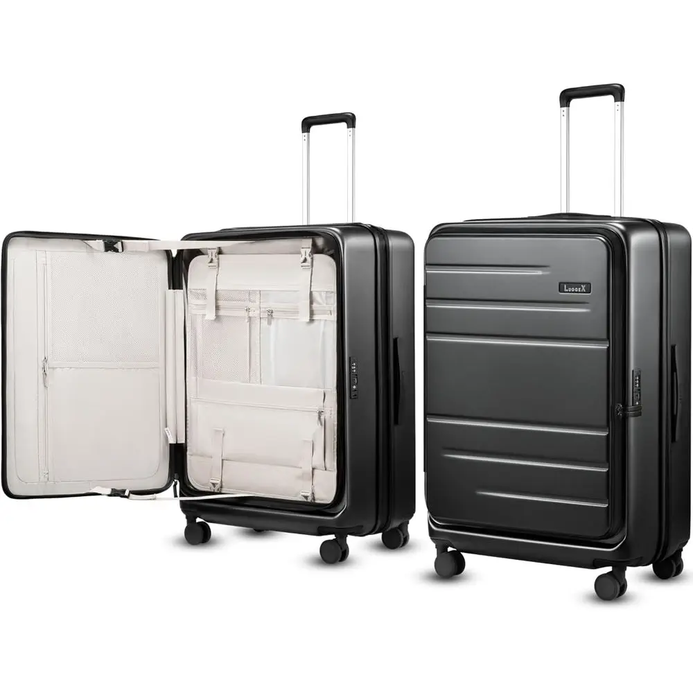 

Expandable Hard Shell Suitcase with Spinner Wheels, Top Opening, TSA Lock (Black, 28 Inch)