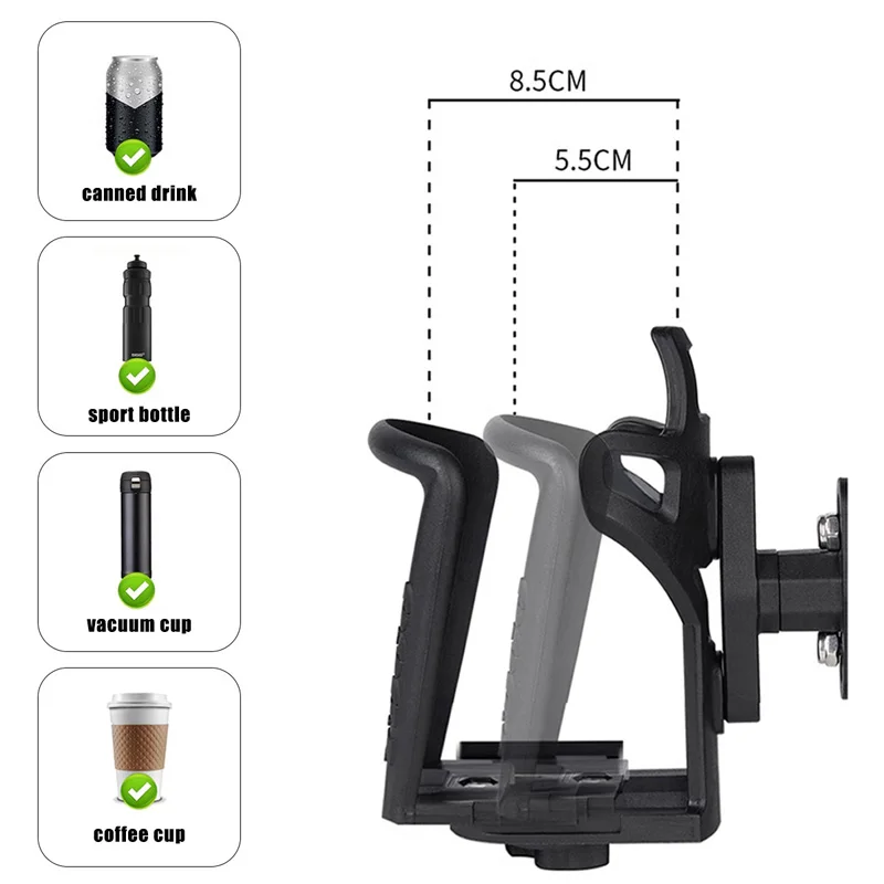 Motorcycle Water Cup Holder Bike Beverage Stand Adjustable Universal Motorbike Drink Bottle Bracket Black For Scooters Bicycles