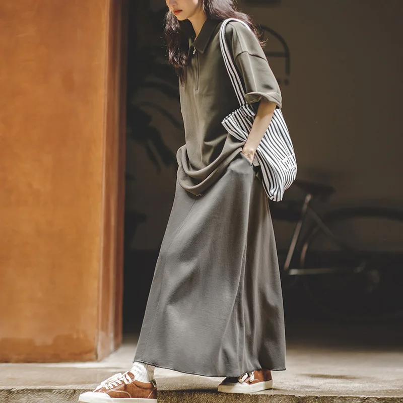 

Женская юбка Maden с высокой талией и завязками, в японском ретро-стиле, А-силуэт, повседневная, оверсайз, летняя