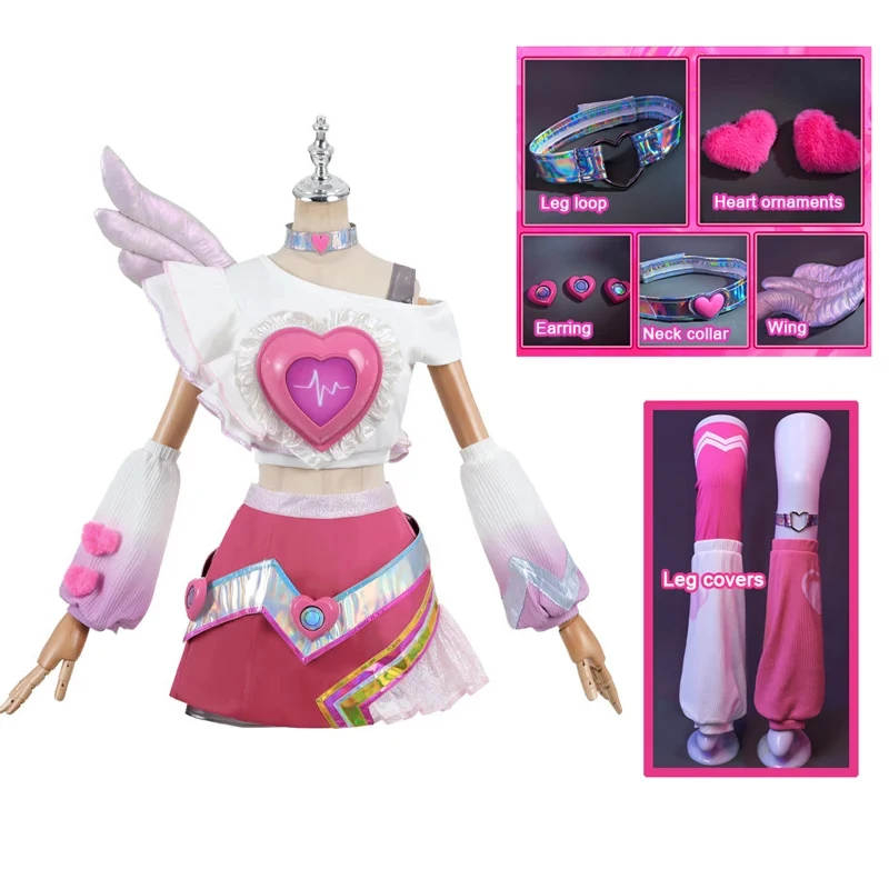 

ABC123Game LOL Luxanna Crownguard Cosplay Costume Wig the Lady of Luminosity Valentines Day Skin Pink Dress Halloween 5,j'8.k/4\