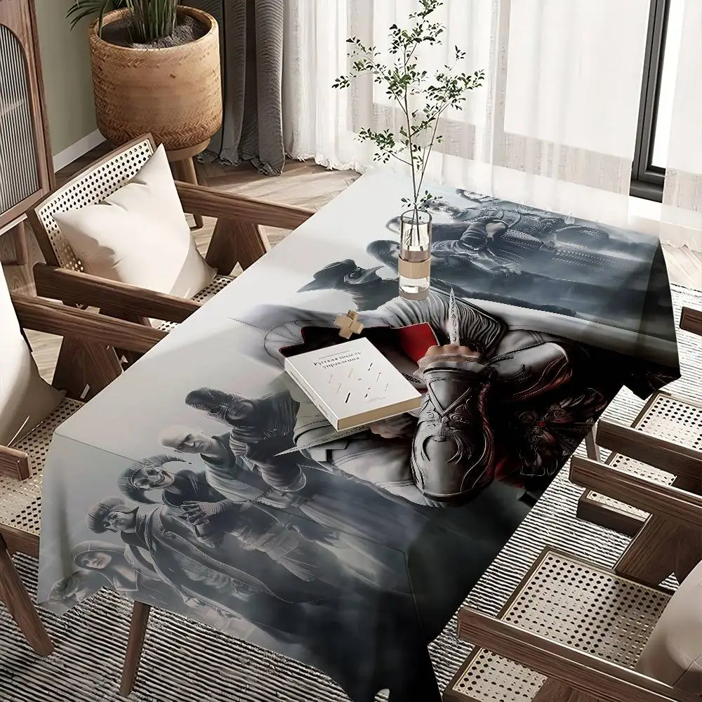 Game AssassinS Creed Rectangle Waterproof Tablecloth Party Decor Farmhouse Kitchen Dining Table Cloth Wedding Decorations