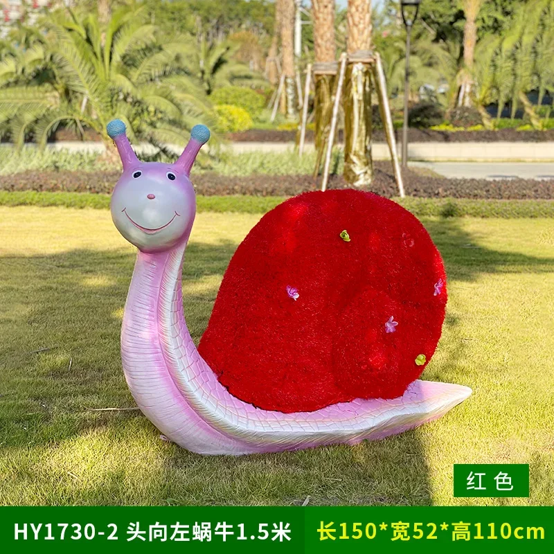 JJOutdoor Garden Landscape Decorative Ornaments Simulation Color Grass Planting Snail GRP Sculpture
