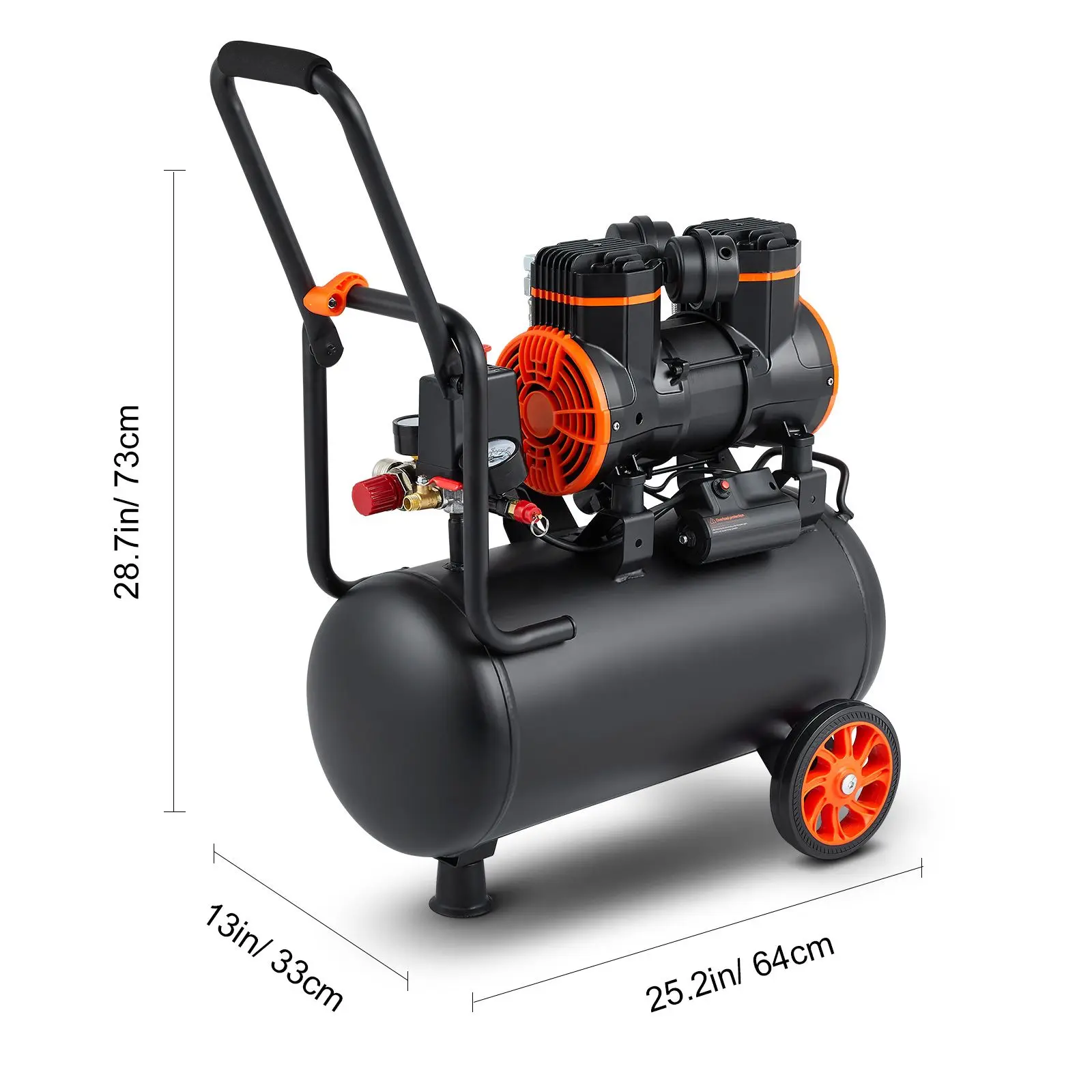 6.3 Gallon Air Compressor, 2 HP 3.35 CFM@90PSI Air Compressors with Max. 116PSI Pressure, Oil Free Compressor Tank for Auto Repair, Tire Inflation, Spray Painting, Woodwork Nailing