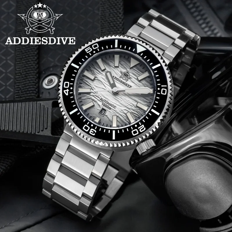 ADDIESDIVE Top Watch For Men AD2545 100Bar Waterproof BGW9 Super Luminous Sapphire Crystal 8215 Automatic Mechanical Watches