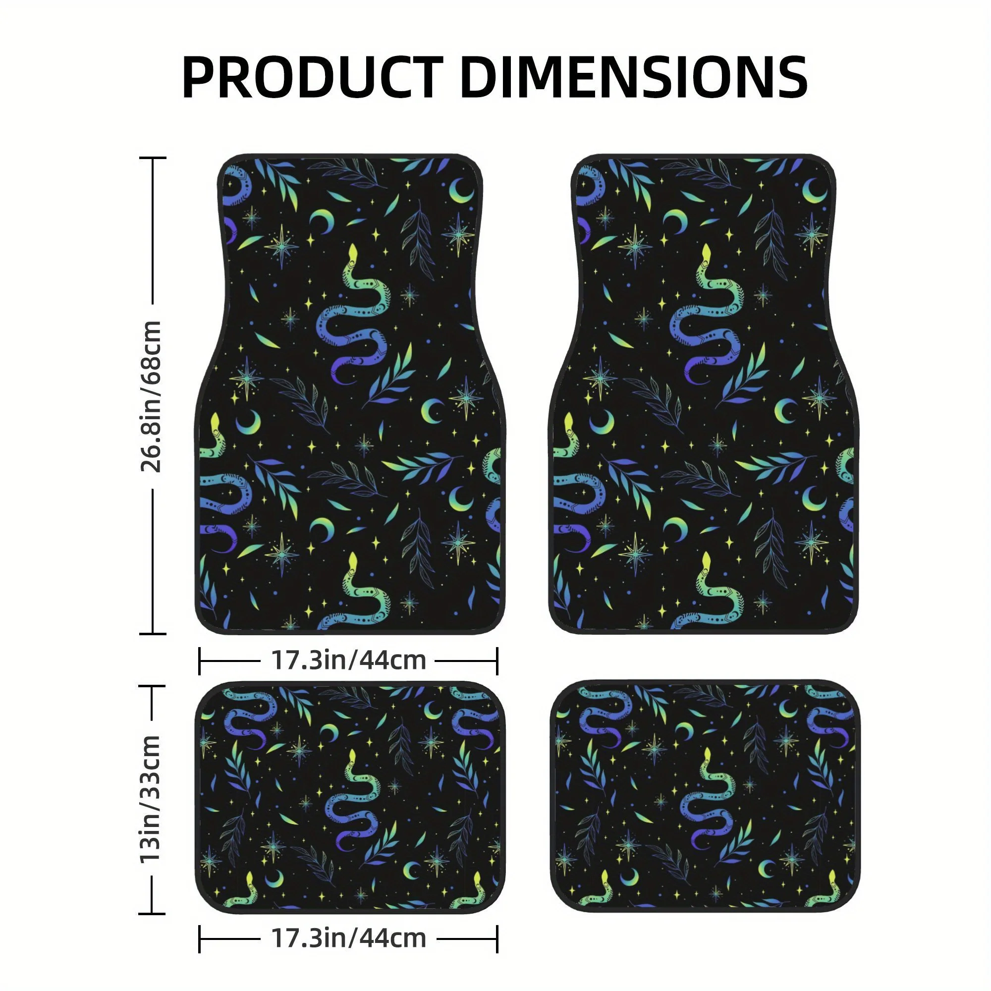 4pcs Cartoon Colorful Snakes Mats, Stylish Decor, Vivid Pick For Car Enthusiasts