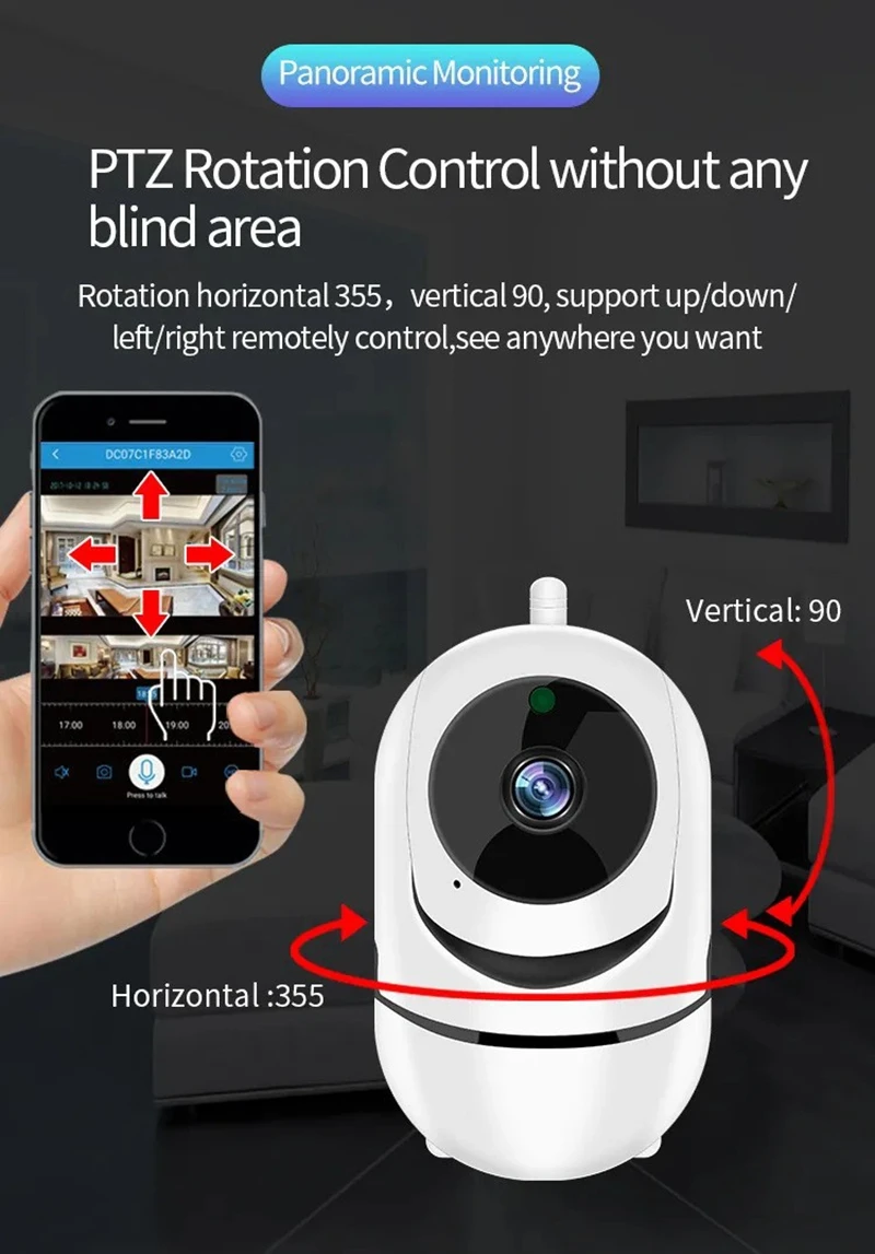WLAN-Funk-Mini-Smart-Home-Überwachungskamera HD Infrarot-Nachtsicht Auto-Tracking-Funktion Sicherheitsüberwachungsgerät – Detail 11