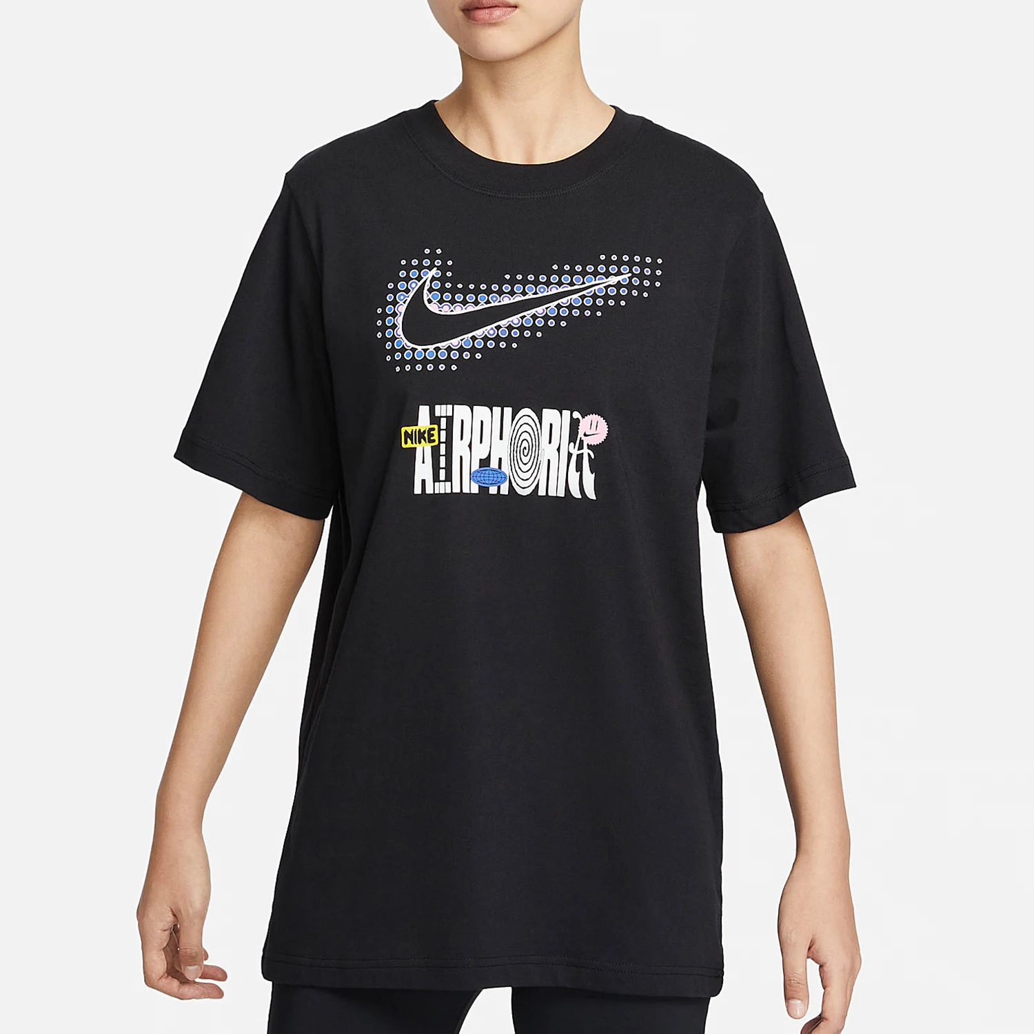 

Официальная весенняя новая женская вязаная свободная футболка Nike с круглым вырезом и короткими рукавами FV4263-010