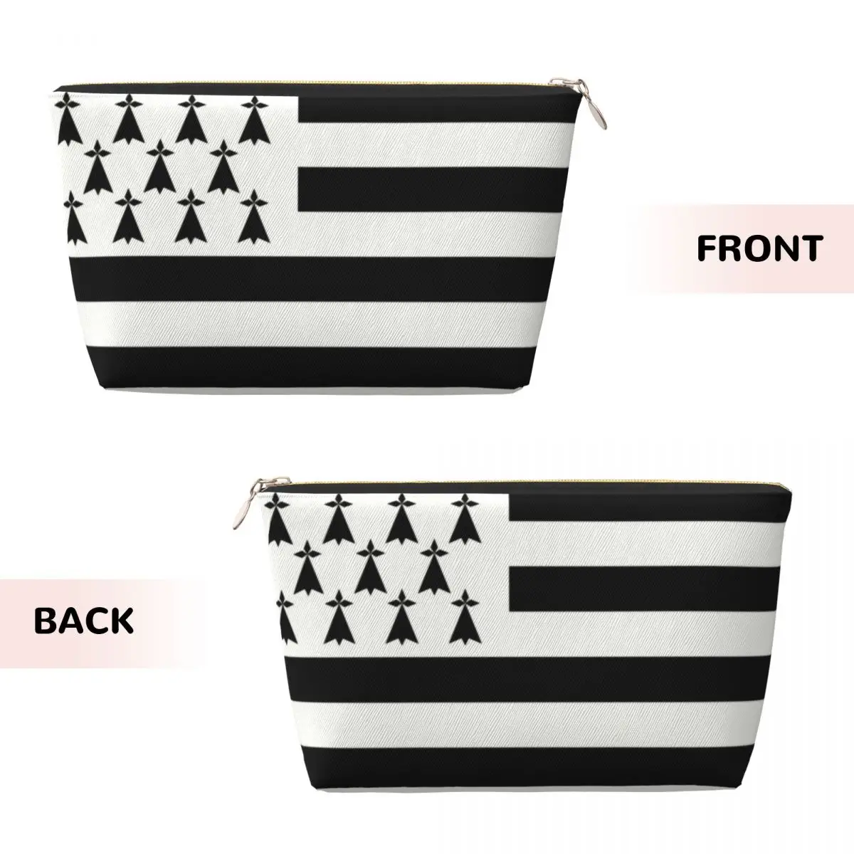 Custom Flag Of Brittany Travel Cosmetic Bag  France Region Sign Identity Nation Makeup Toiletry Organizer Ladies Beauty Storage