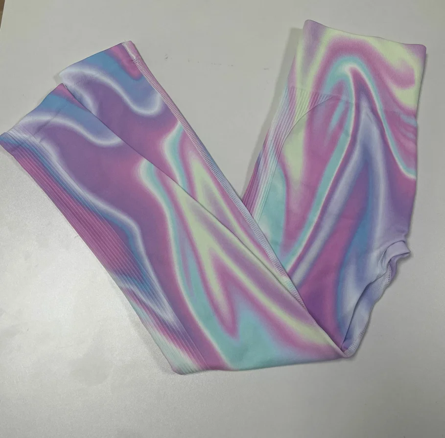 Sexy sem costura malha leggings para mulheres, gradiente Yoga calças, Butt Lift, cintura alta esportes calças justas, Tie tingido ginásio calças, Run