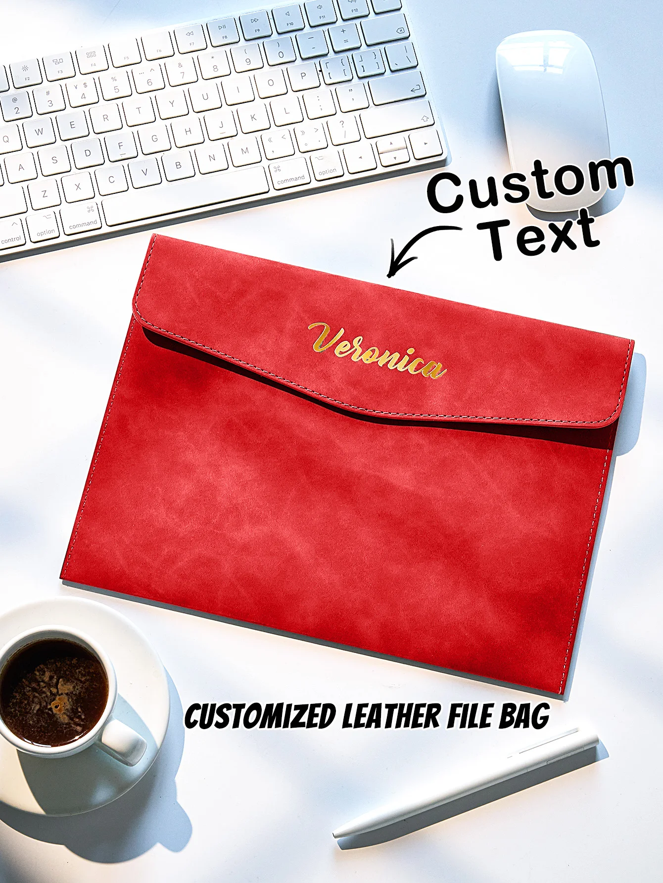 Custom Name A4 A5 File Folder Magnetic Closure PU Leather Office Organizer Business Document Bag Gift for Dad Mom 6 Colors