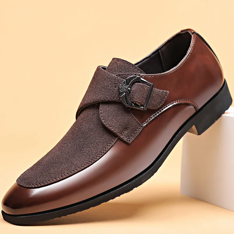 Casual Business Shoes for Men Point Toe Men Dress Buckle Shoes Luxury Men\'s  Wedding Formal Shoes Derby Party Oxford Footwear