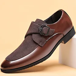 Casual Business Shoes for Men Point Toe Men Dress Buckle Shoes Luxury Men's  Wedding Formal Shoes Derby Party Oxford Footwear