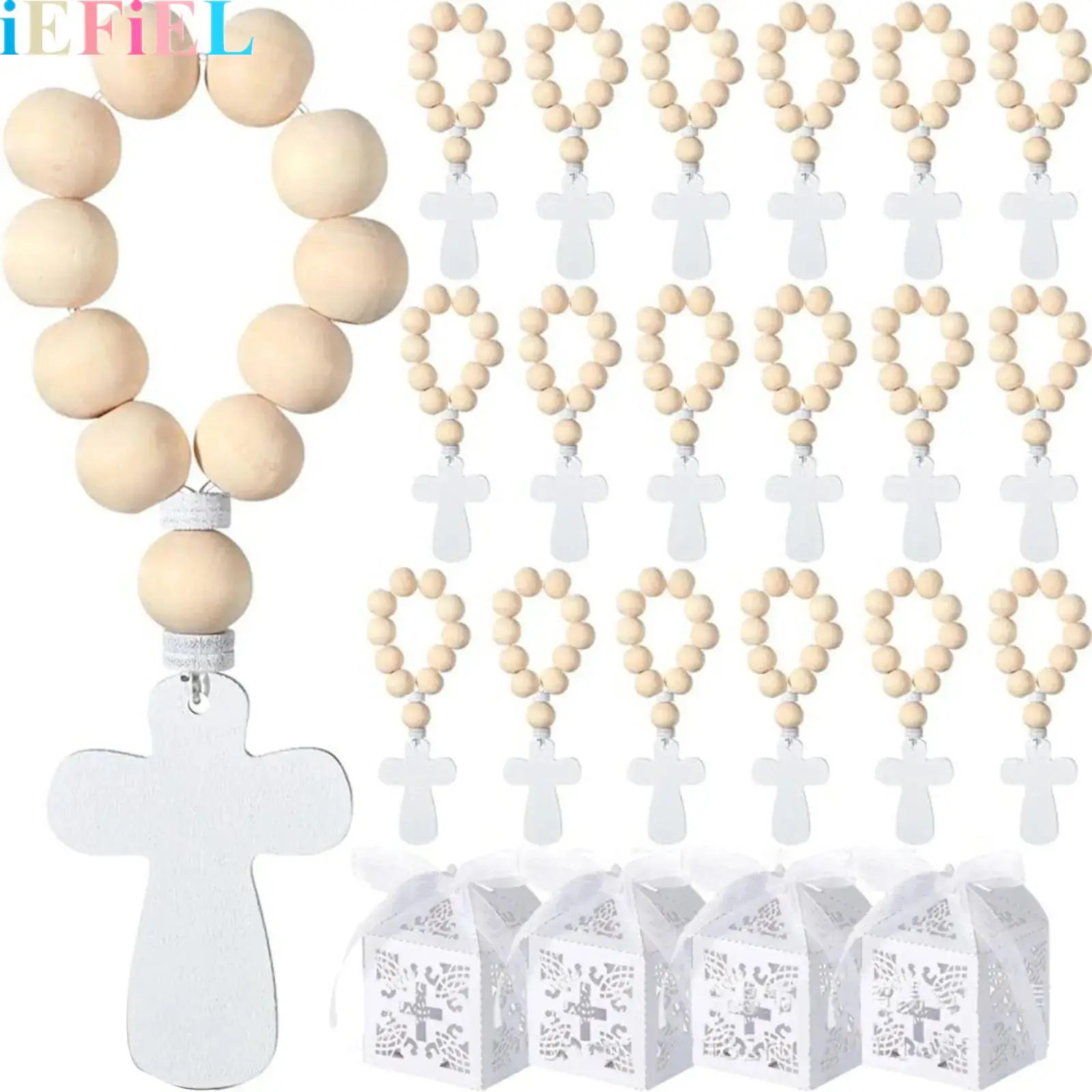

Wooden Rosary Bulk Wood Catholic Prayer Rosary Beads with Crucifix Cross Pendant And Mesh Bag Or Box for Baptism