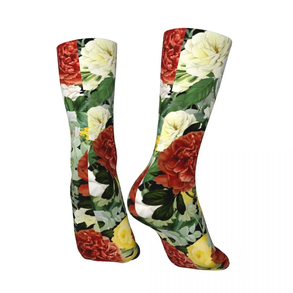 Crazy compression Flower Phone Case Sock for Men Harajuku Quality Pattern Crew Sock Casual