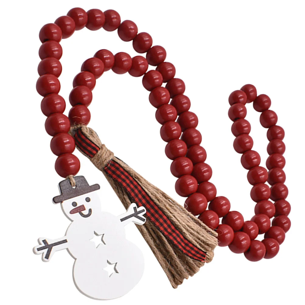 

Christmas Wood Bead Garland Rustic Beaded Hanging Decor for Wall Door Living Room Fireplace Wooden Bead Garland