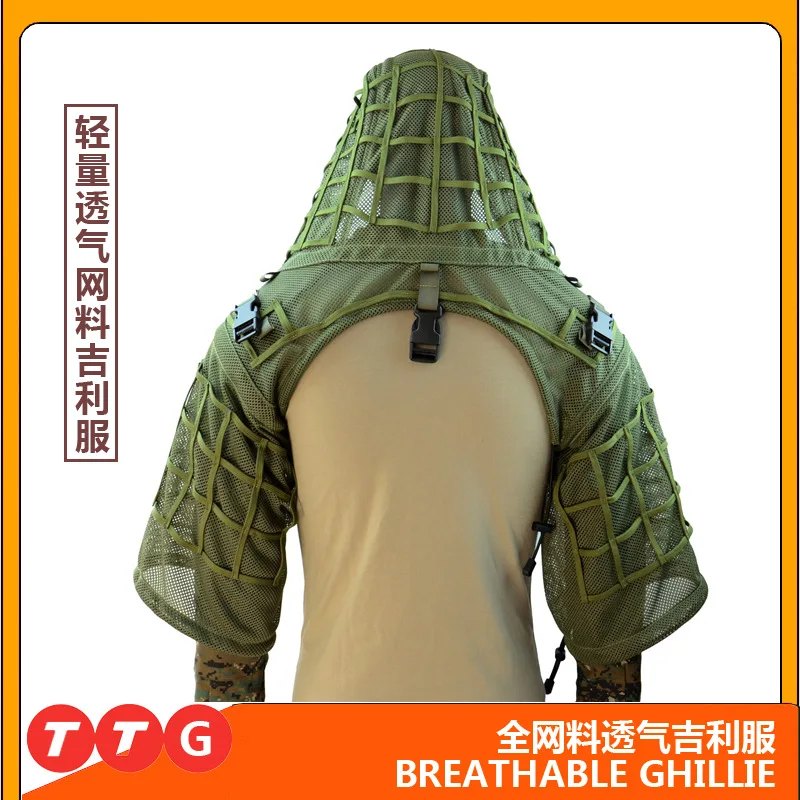 Ghillie Suit For Man 2024 New Breathable Mesh Camouflage Sniper Hunting Apparel High Quality Outdoor Concealment Clothing