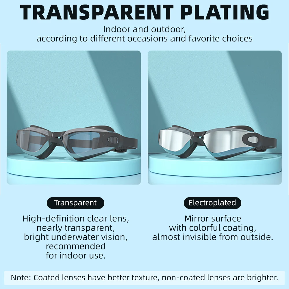Professional Anti-Fog Swim Goggles with HD Wide-Angle Lens Adjustable Silicone Swim Glasses Uv Protection Swimming Goggles