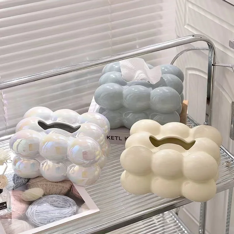 Cotton Candy Drawer Tissue Box Ceramic Light Luxury Home Living Room Creative Table Tissue Box Modern Ceramics Tissue Case