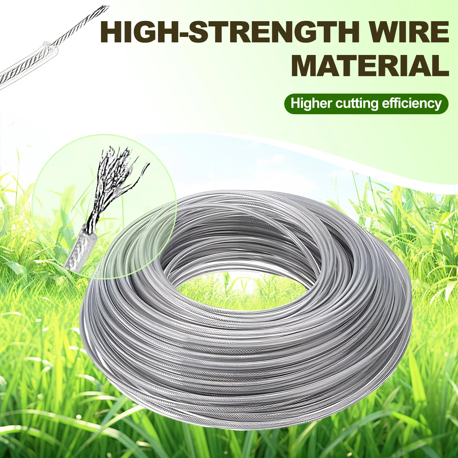 15m*2.4mm/2.7mm/3mm/4mm Grass Trimmer Line Wire Brush Cutter Thread Rope Steel Grass Trimmer Accessories Lawn Mower Replacement