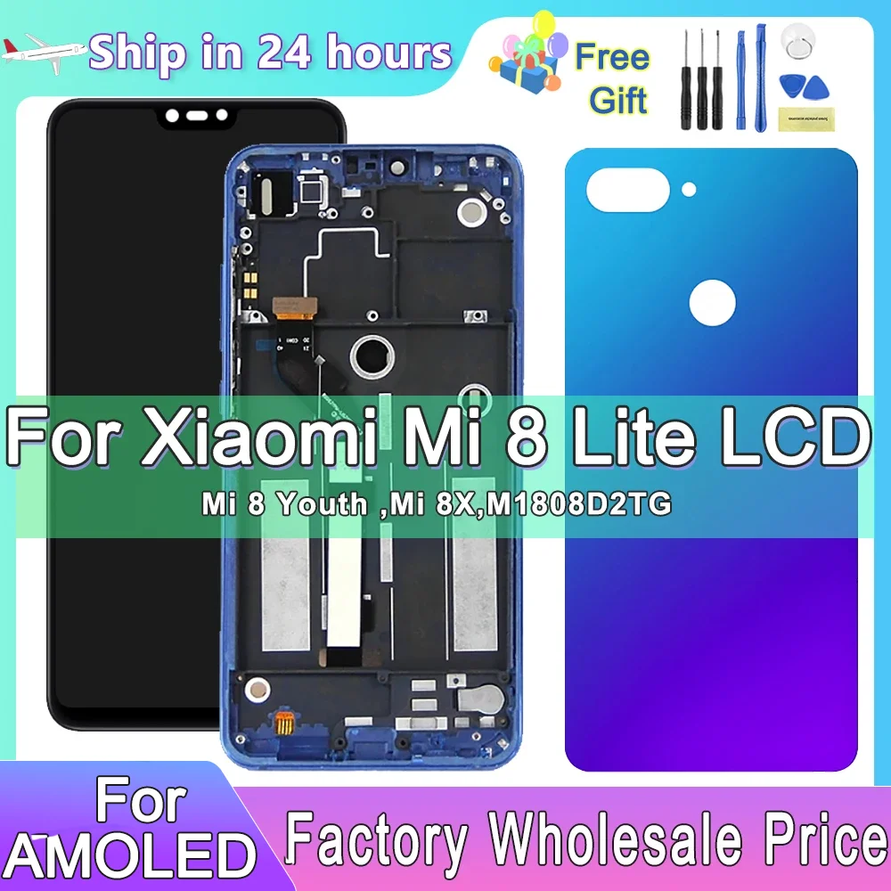 Mi 8 Lite Screen Replacement, for Xiaomi Mi 8 Lite M1808D2TG Lcd Display Touch Screen with Frame for Mi 8 Youth / Mi 8X Display