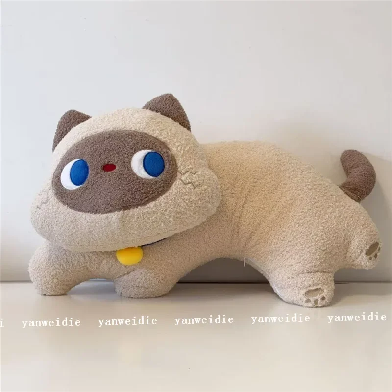 Cartoon Cute Cat Throw Pillow Soft Plush Lumbar Support Cushion For Sofa Bed Living Room Dormitory Girls Nap Decoration Comforta