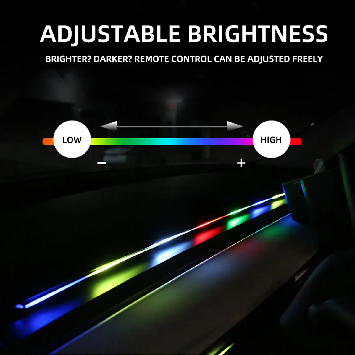 2 in 1 Full Color Car Led Interior Symphony Atmosphere Light Streamer Acrylic Guide Fiber Optic Universal Auto Ambient Light
