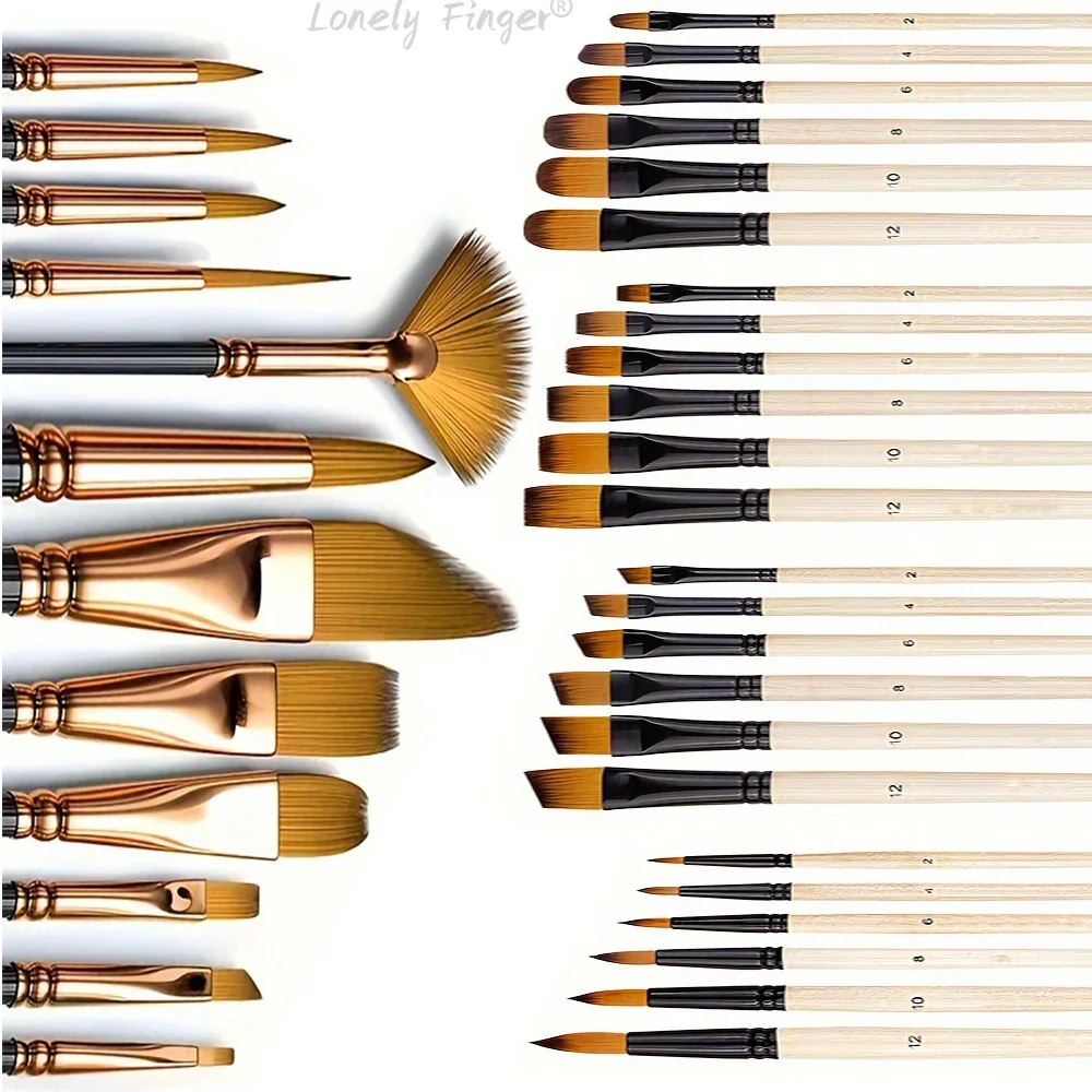 

Mix Paint Brush Set, 36 Pcs Nylon Hair Brushes for Acrylic, Oil and Gouache, Body, Face Nail Art, Perfect for Kids & Adult
