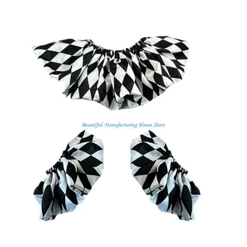 E56A Polyester False Collar Wrist Cuffs Essential for Masquerades Event Quick to Wear and Suitable for Men Women and Kids
