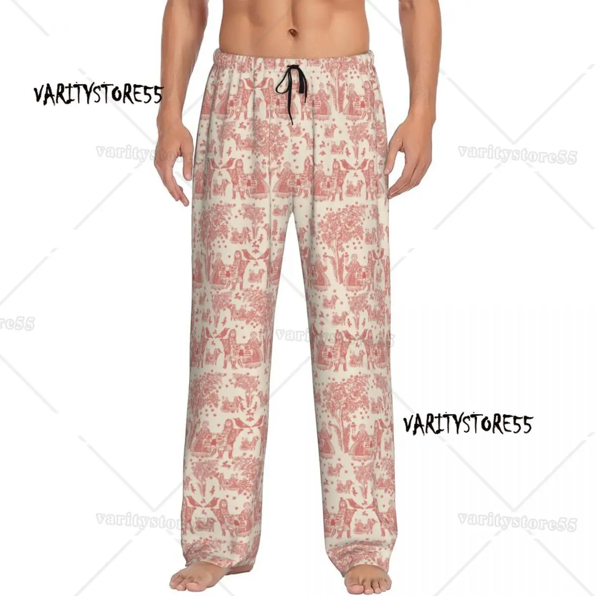 

Мужские пижамные штаны с французским мотивом Toile De Jouy на заказ, одежда для сна с флористическим принтом, низ с карманами