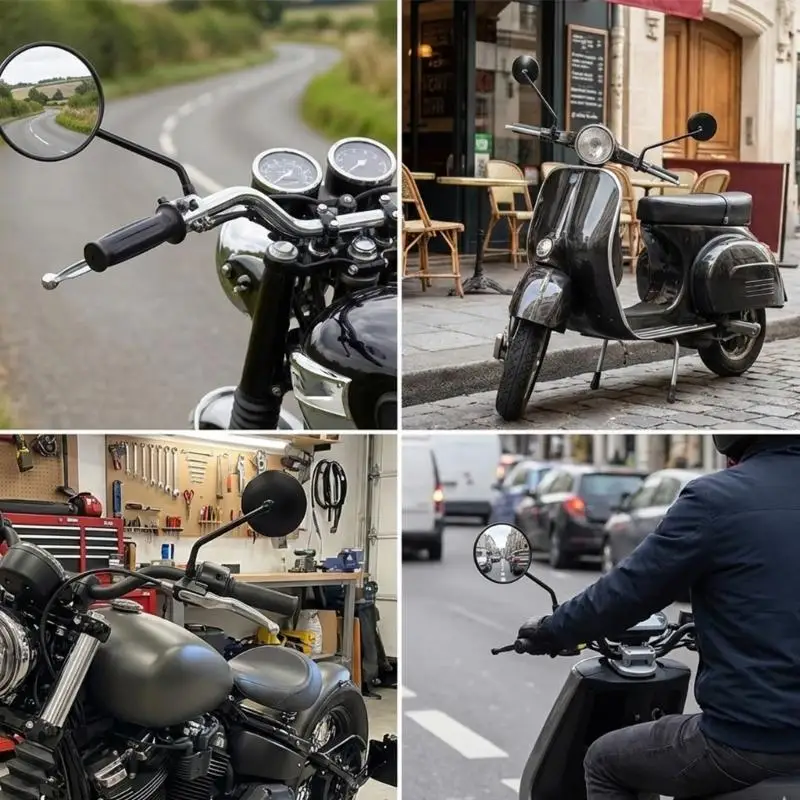 G7NA Runder Retro-Stil aus Metall für Roller, Fahrrad, für bessere Sicht auf der Straße – Detail 7