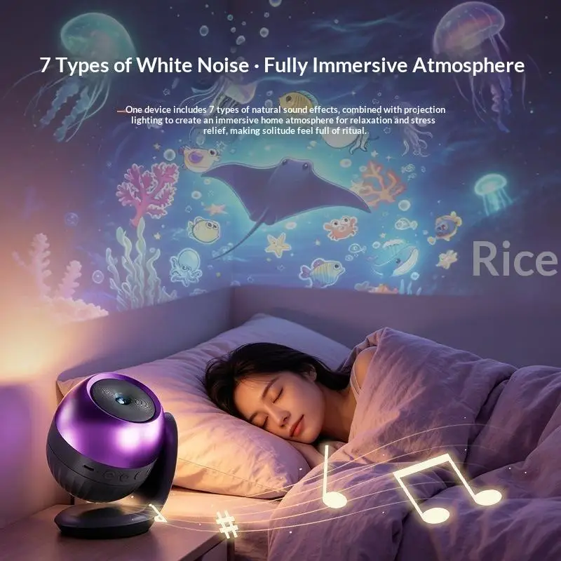 Dynamic Rotating LED Projector Light Rechargeable Ocean Lights Projector Adjustable Brightness LED Atmosphere Light For Bedroom