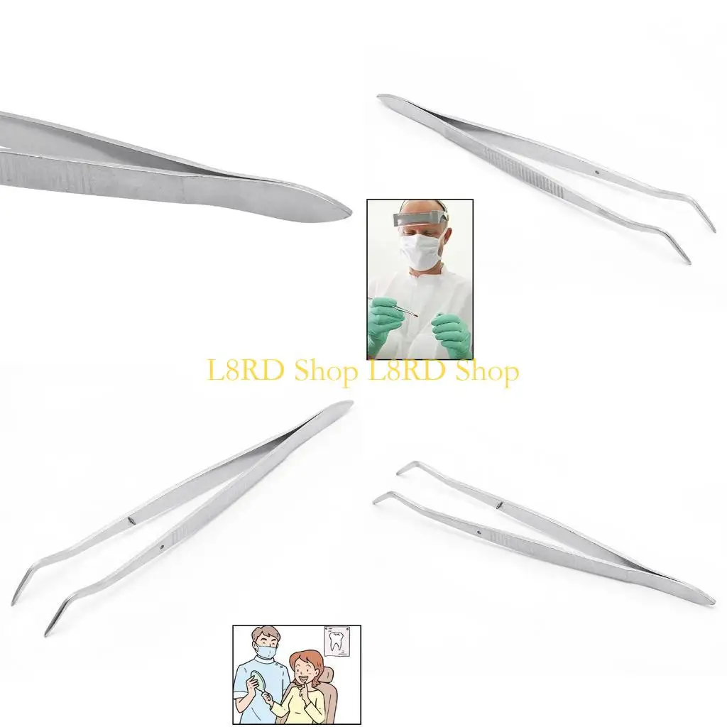 L8rd فولاذ مقاوم للصدأ ملاقط أدوات الأسنان المنحنية المسننة
