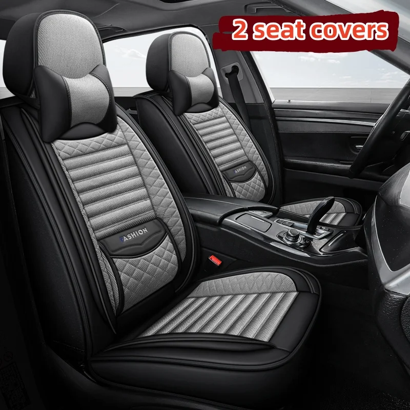 

(Comfort Edition) Front Double Seat, Equipped with 2 Comfortable Headrests, Luxurious Linen Full-Cover Car Seat Covers, Universal, Breathable, Comfortable, Wear-Resistant, Suitable for All Seasons, Fits the Seat Well, Fashionable and Aesthetically Pleasin