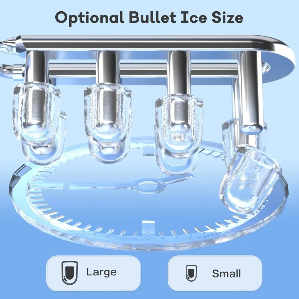 Ice Maker, Countertop Ice Machine, 8 Bullet, Portable Small with Self-Cleaning, Scoop, Basket and Handle, Ice Machine