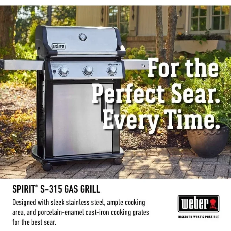 Weber Spirit S-315 Liquid Propane Gas Grill, Stainless Steel