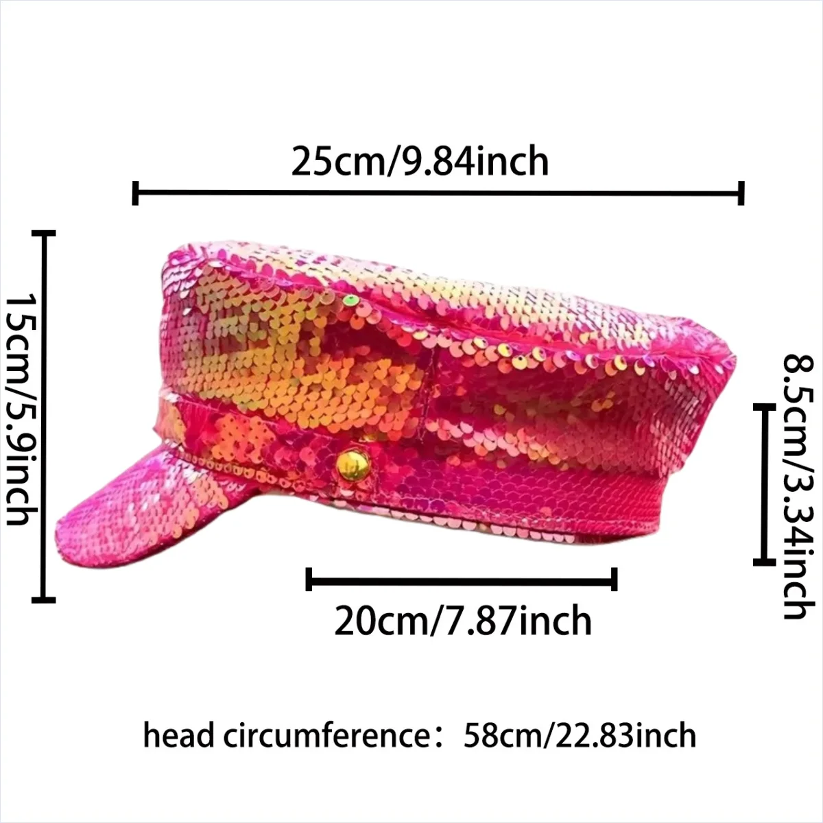 HongLuan Różowy Brokatowy Kapelusz Kostiumowy dla Dorosłych, Czapki Gazeciarza i Berety dla Kobiet, Akcesoria do Cosplay dla Kobiet