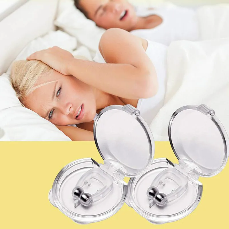 1-8 Uds. De silicona magnética antironquidos, Clip para la nariz, bandeja para dormir, ayuda para dormir, protector de Apnea, dispositivo nocturno con funda Anti Ronco