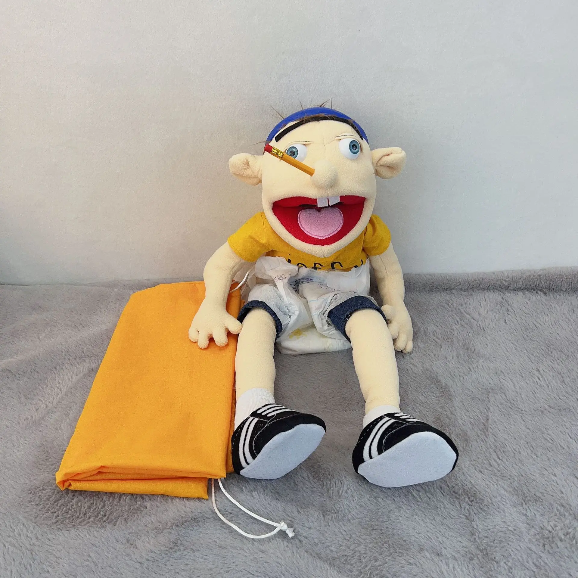 Jeffy Handpuppe Ganzkörper 19,69 Zoll Gefüllte Figur Spielzeug Weiche Puppe Plüsch Muppet Spielzeug Geburtstag Kinder Geschenk Geeignet für Rollenspiele